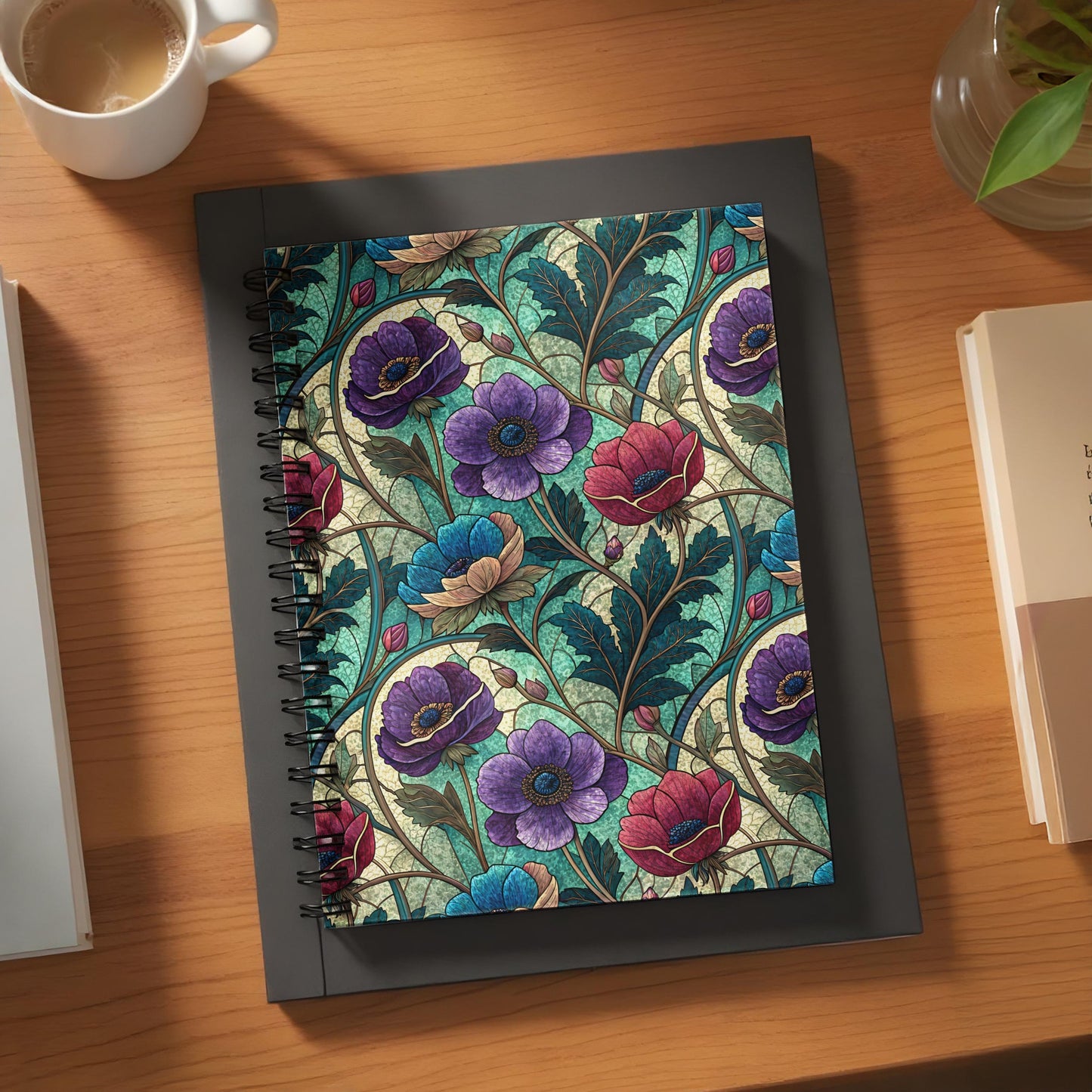 Colorful Floral Spiral Bound Journal Notebook School Supply