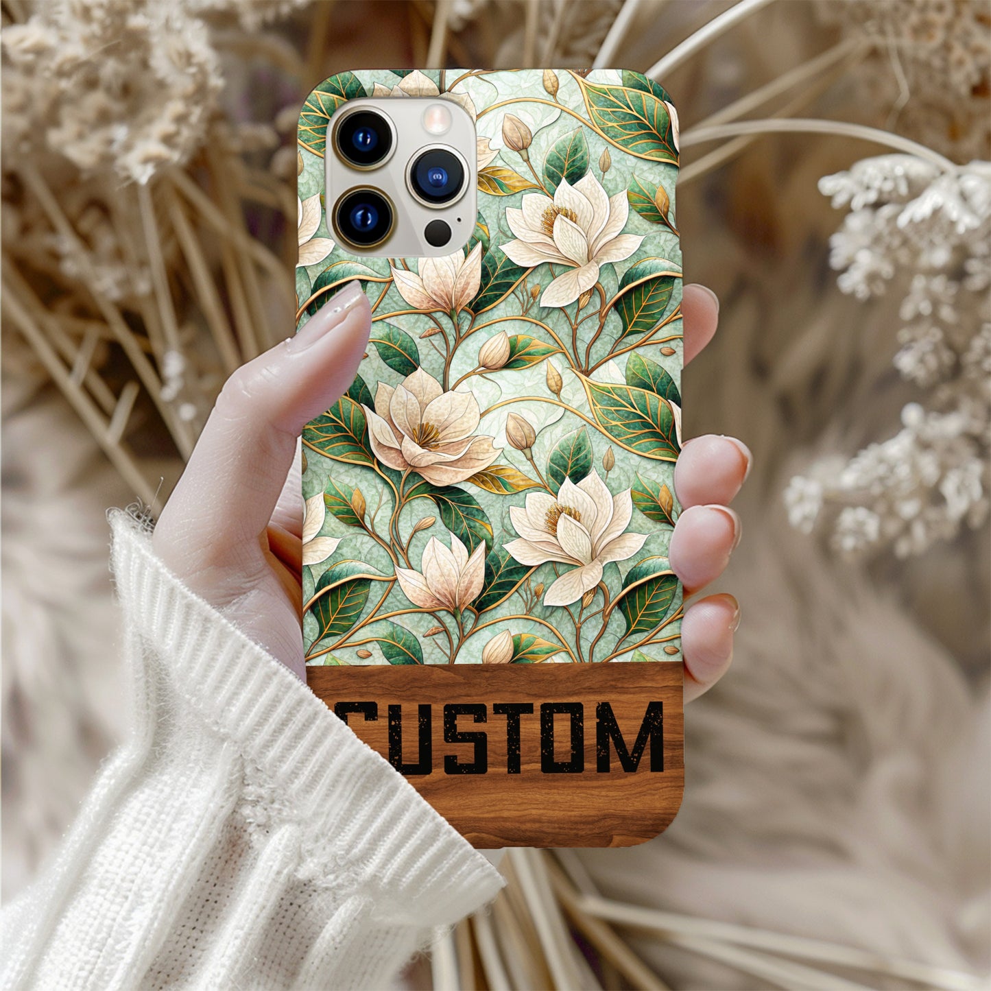 Custom Floral Pattern with Leaves Phone Case