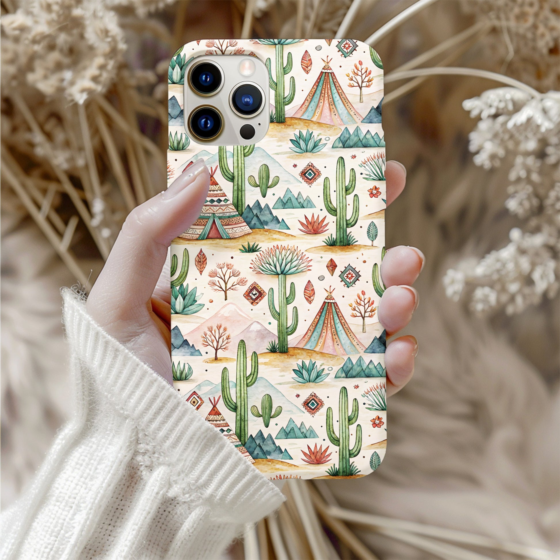 Colorful Boho Cactus Teepee Pattern Phone Case