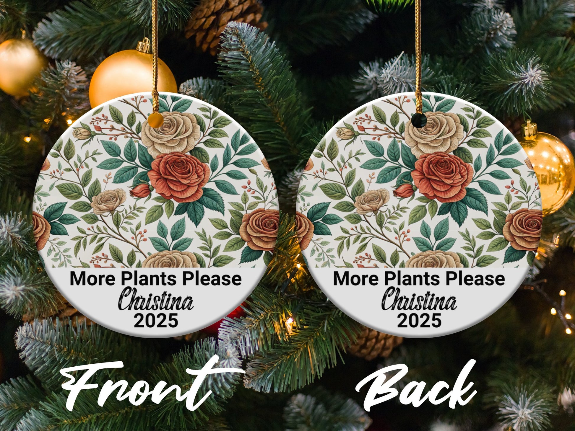 Personalized Floral Christmas Ornament 2025 product