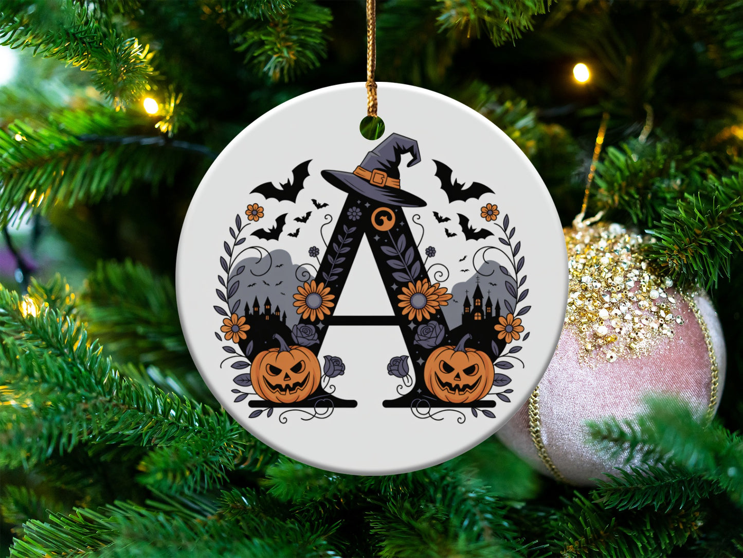 Halloween Themed Alphabet Art Christmas Ornament product