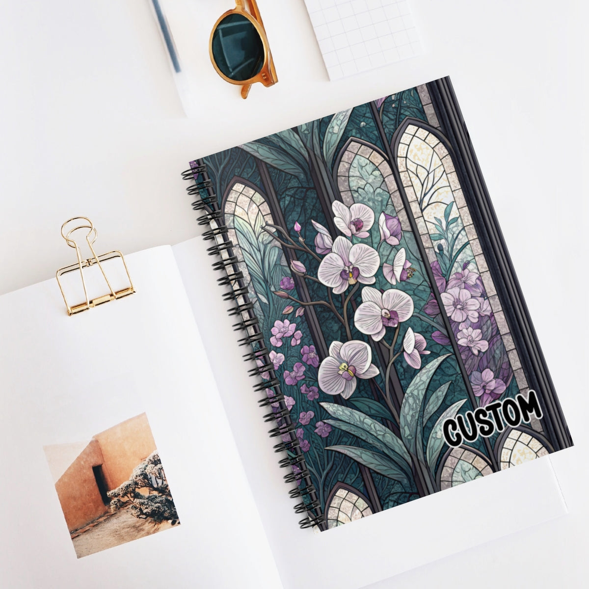 Stained Glass Floral Custom Spiral Notebook Product