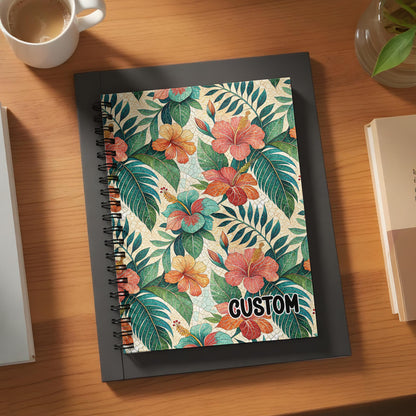Custom Floral Tropical Leaf Spiral Bound Notebook