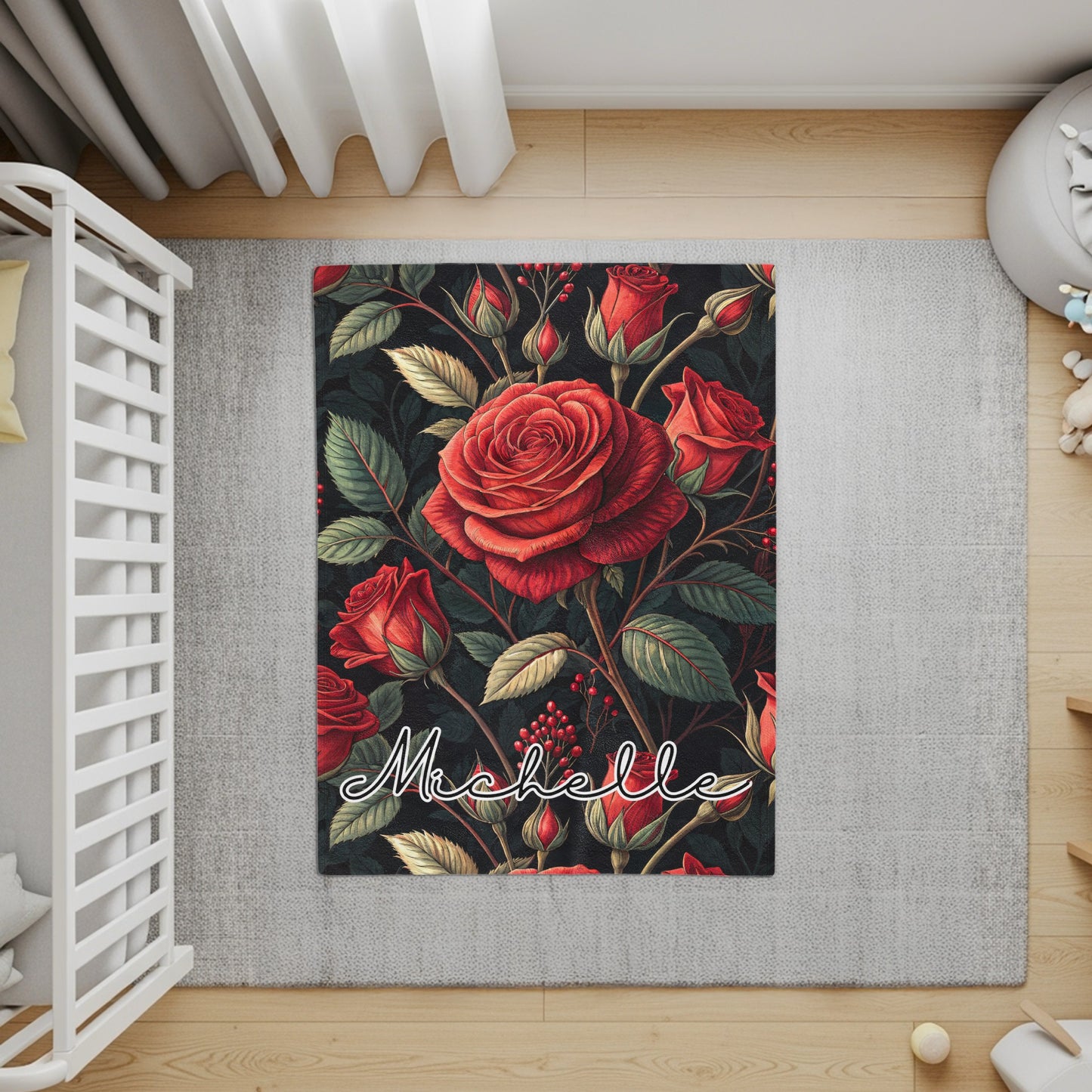 Elegant Roses and Leaves Custom Name Floral Pattern - Walk Greener
