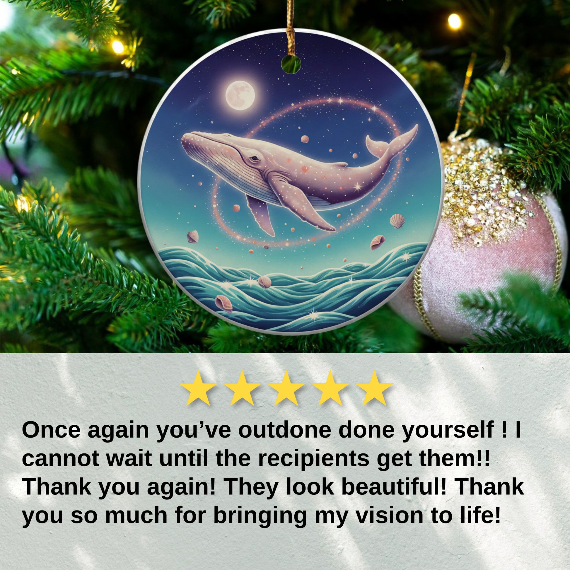 Hand-painted Whale Christmas Ornament product