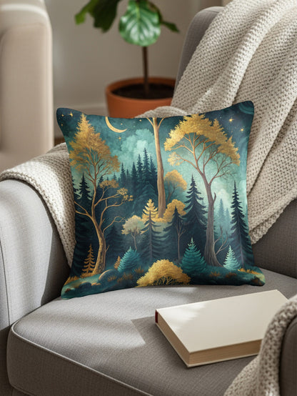 Enchanting Forest Scene Decorative Throw Pillow Cover