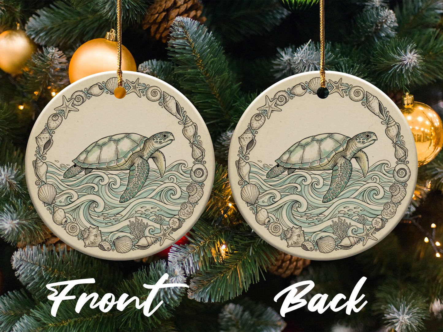 Sea Turtle Double Sided Christmas Tree Ornament product type
