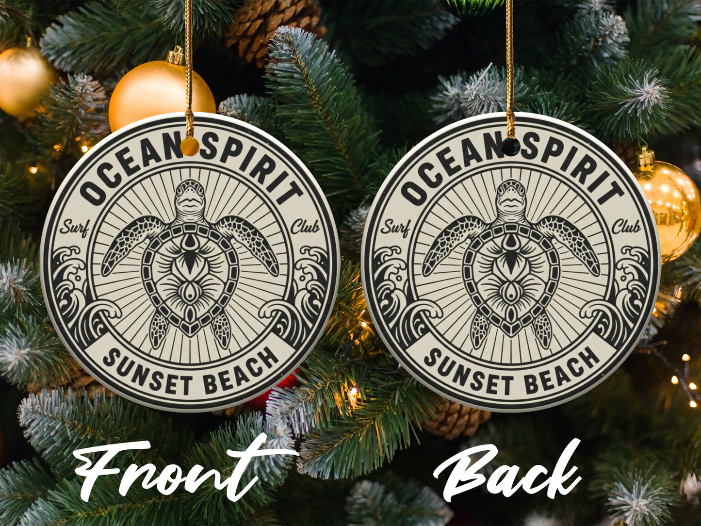 Ocean Spirit Sunset Beach Surf Club Ornament product