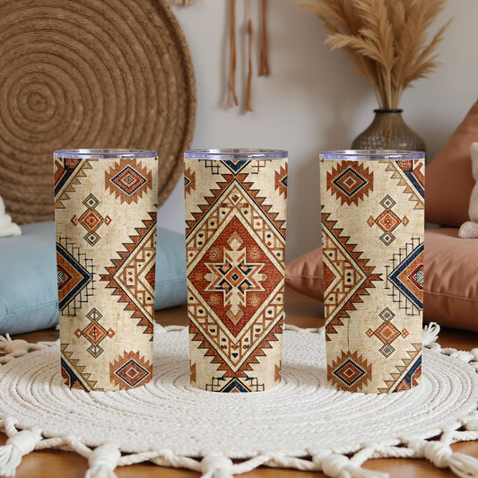 Aztec Design Pattern Double Walled Stainless Steel Tumblers