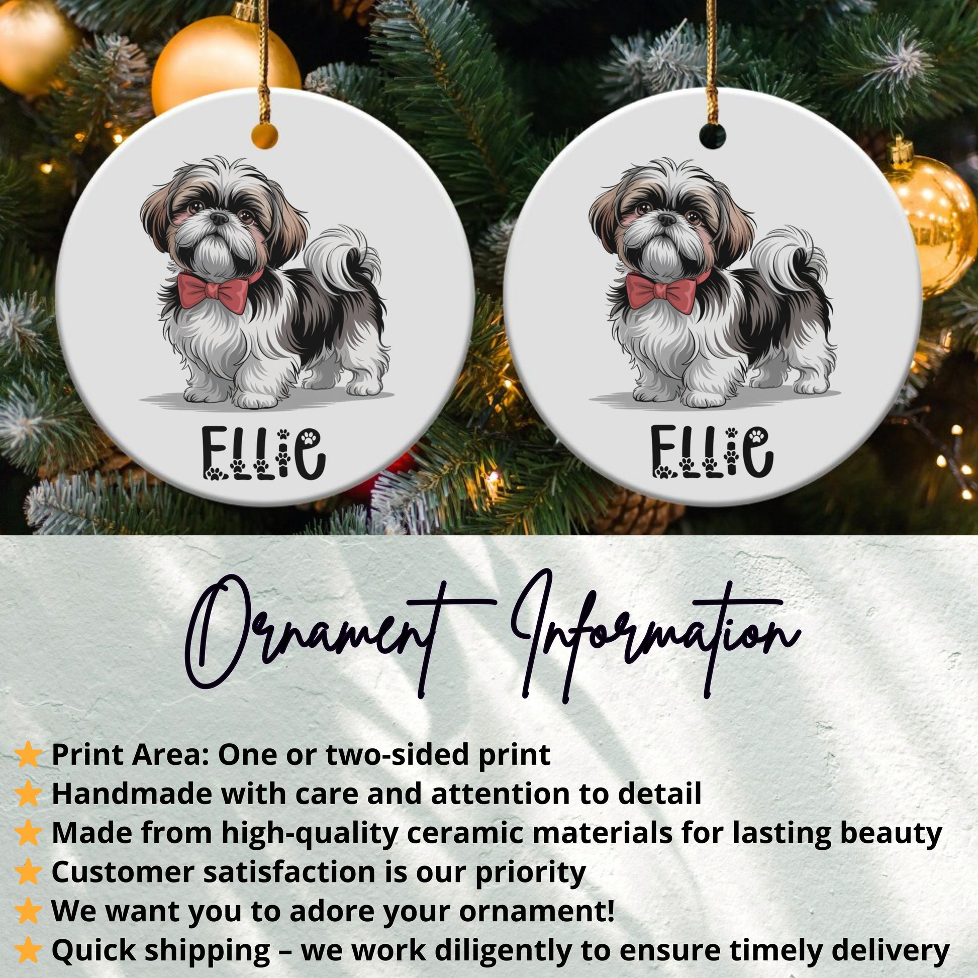 Personalized Dog Illustration Ornament Holiday product