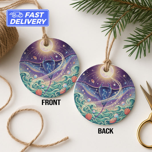 Mystical Manta Ray Ocean Art Double Sided Ornament product