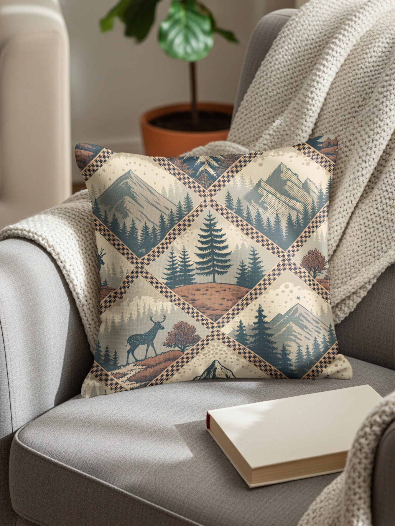Mountain Pine Forest With Deer Decorative Pillows & Pillow Cases - Walk Greener