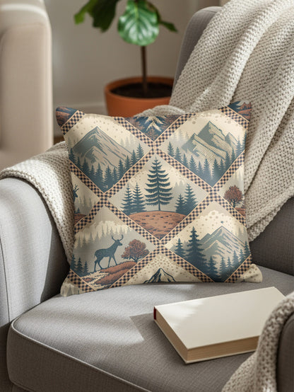 Mountain Pine Forest With Deer Decorative Pillows & Pillow Cases - Walk Greener