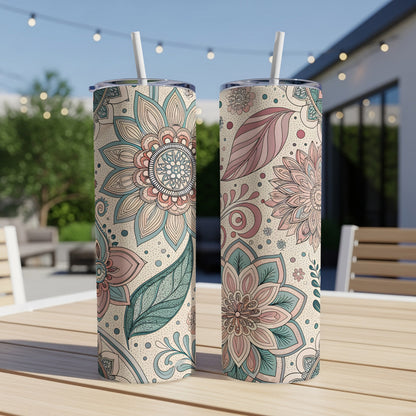 Floral Pattern Double-Walled Tall Drinkware Tumblers
