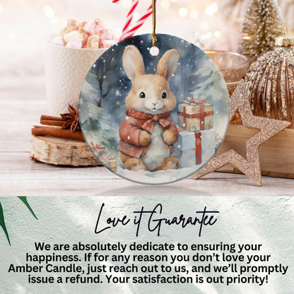 Adorable Snowy Bunny with Gifts Ornament product