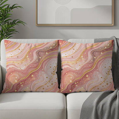 Luxury Pink with Gold Accents Stars Pattern Throw Pillows - Walk Greener