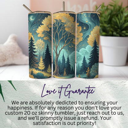 Custom 20 oz Skinny Tumbler with Forest Scene Design