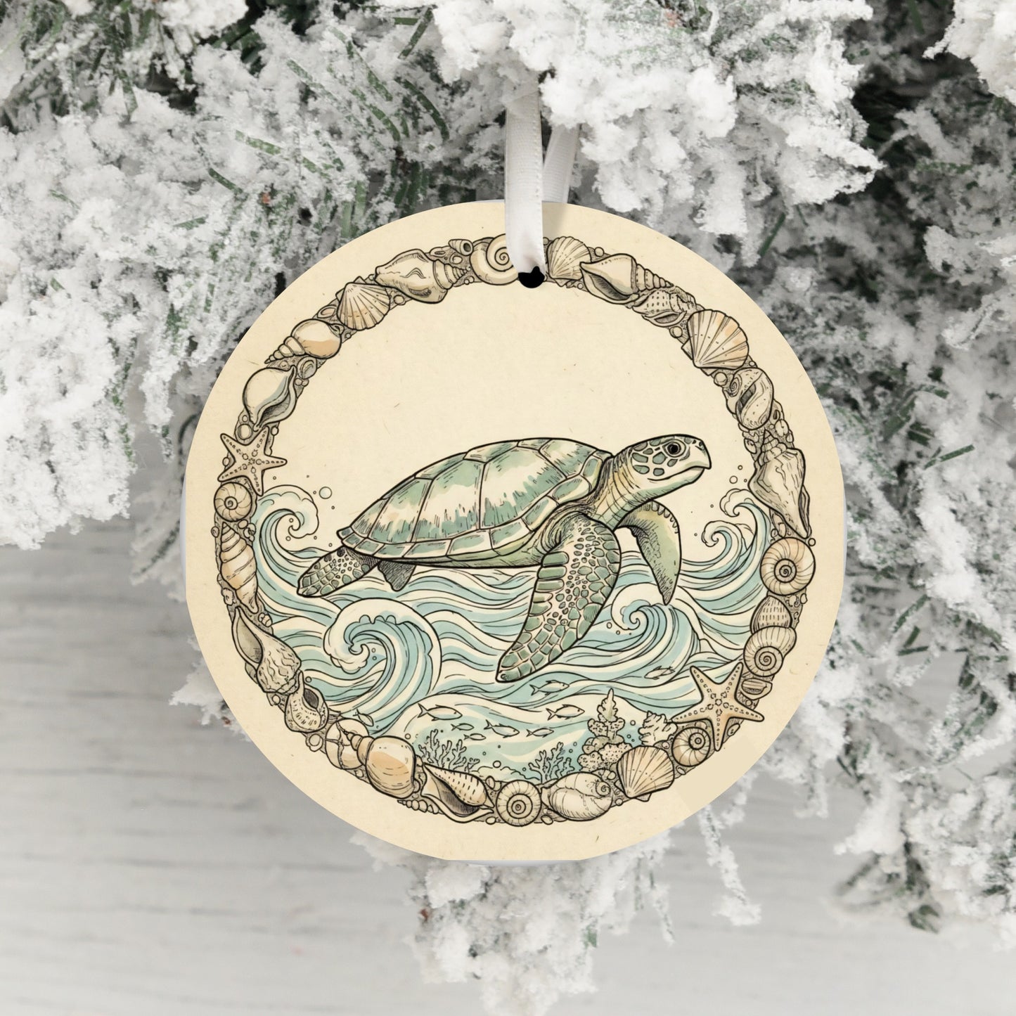 Sea Turtle Ocean Waves Design Ornament product