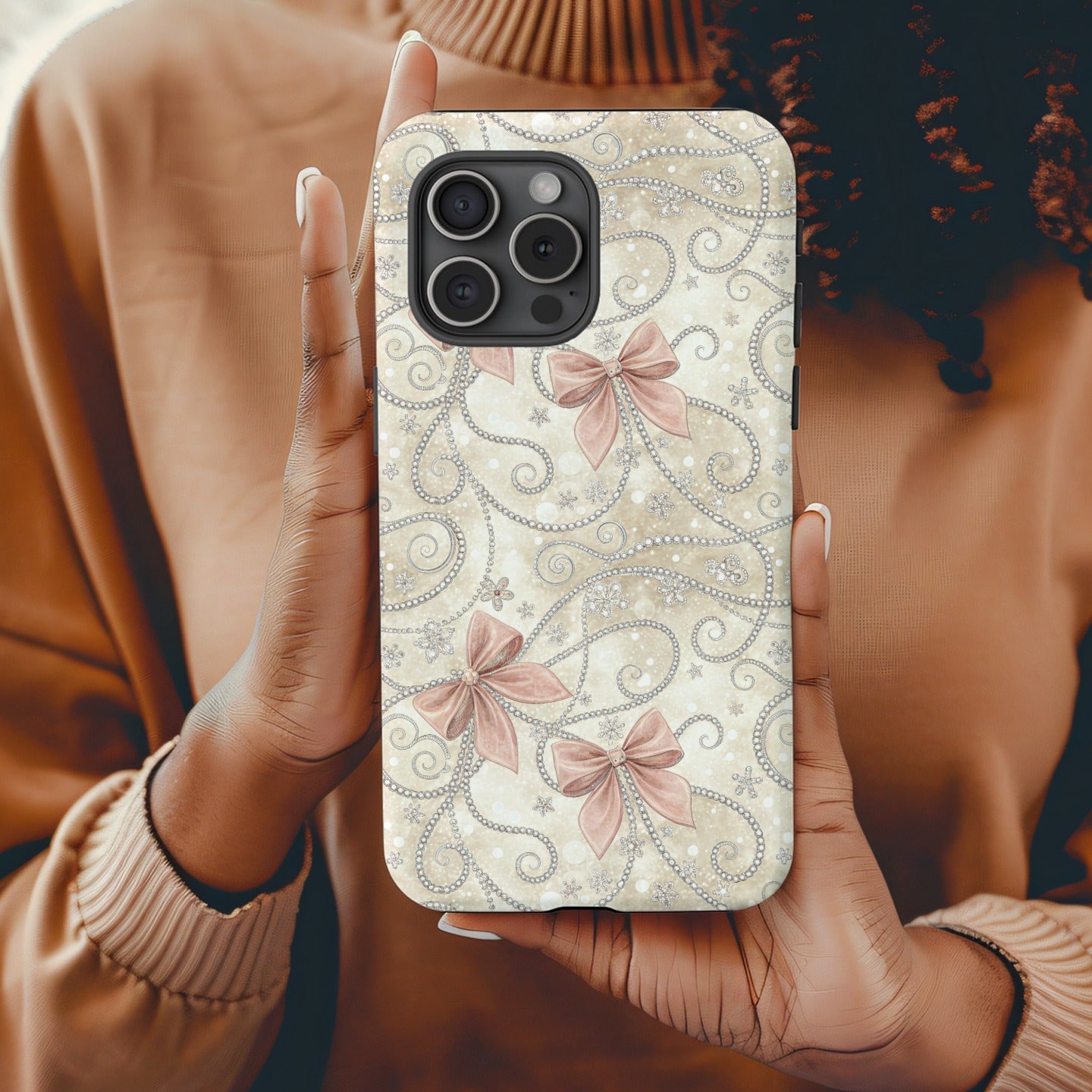 Elegant Bow and Swirl Design Smartphone Case