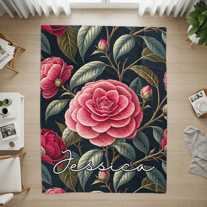 Customizable Floral Rug with Personalized Name Jessica