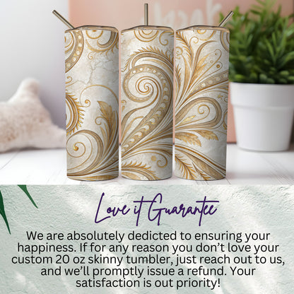 Custom 20 oz Skinny Tumbler with Elegant Swirl Design