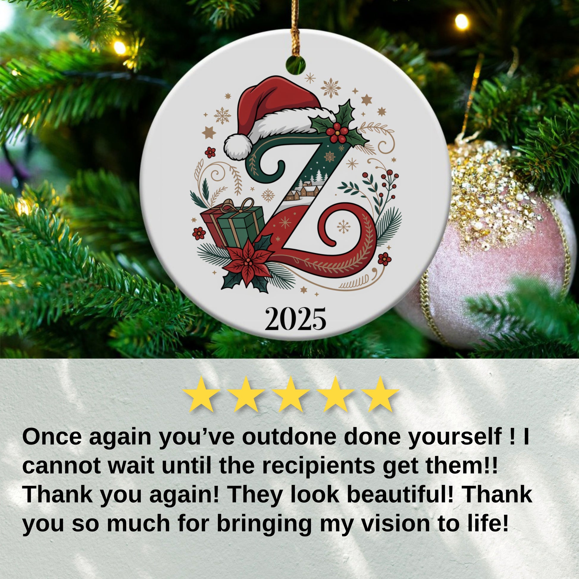 Custom Christmas Ornament with Initial Z product