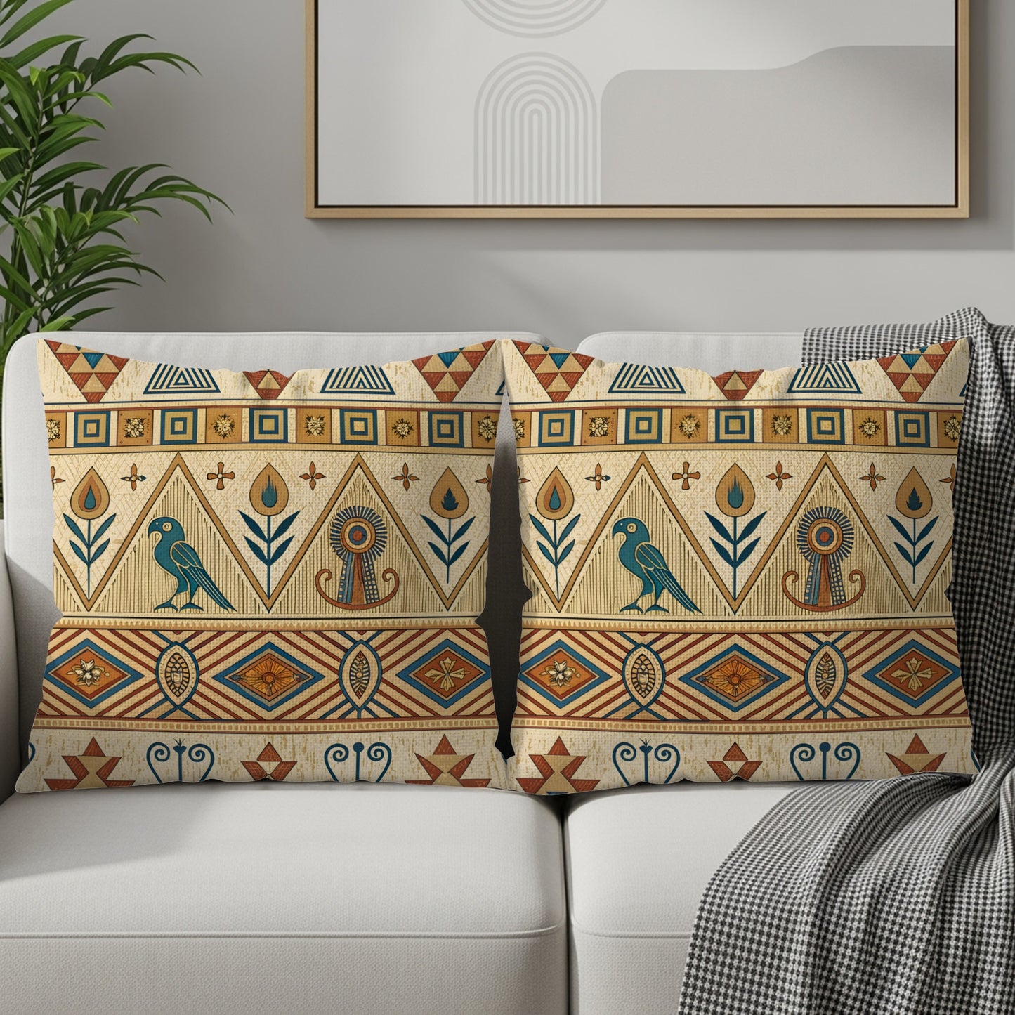 Ornate Decorative Pillow with Geometric Patterns Pillow