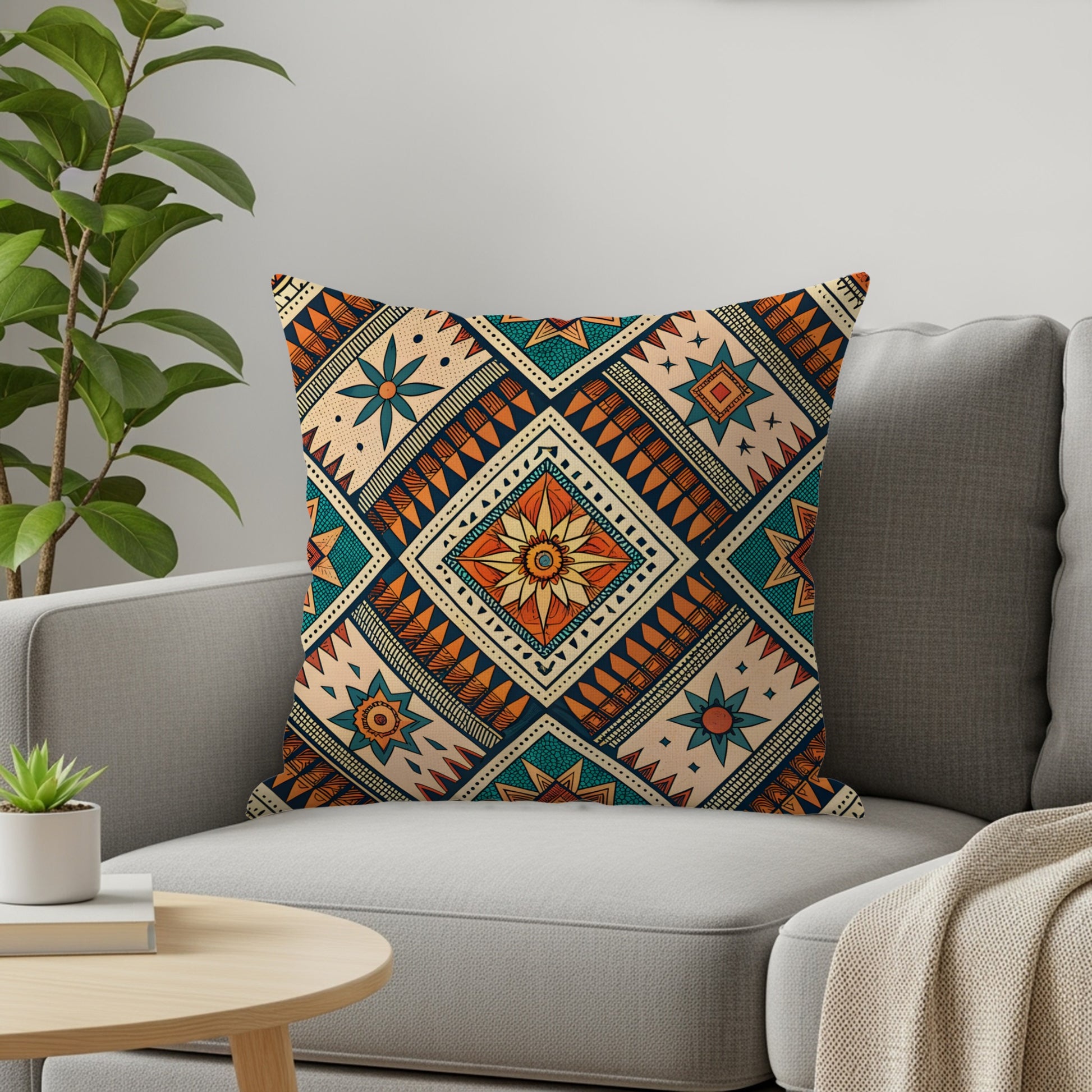 Colorful Geometric Aztec Design Throw Pillow Product
