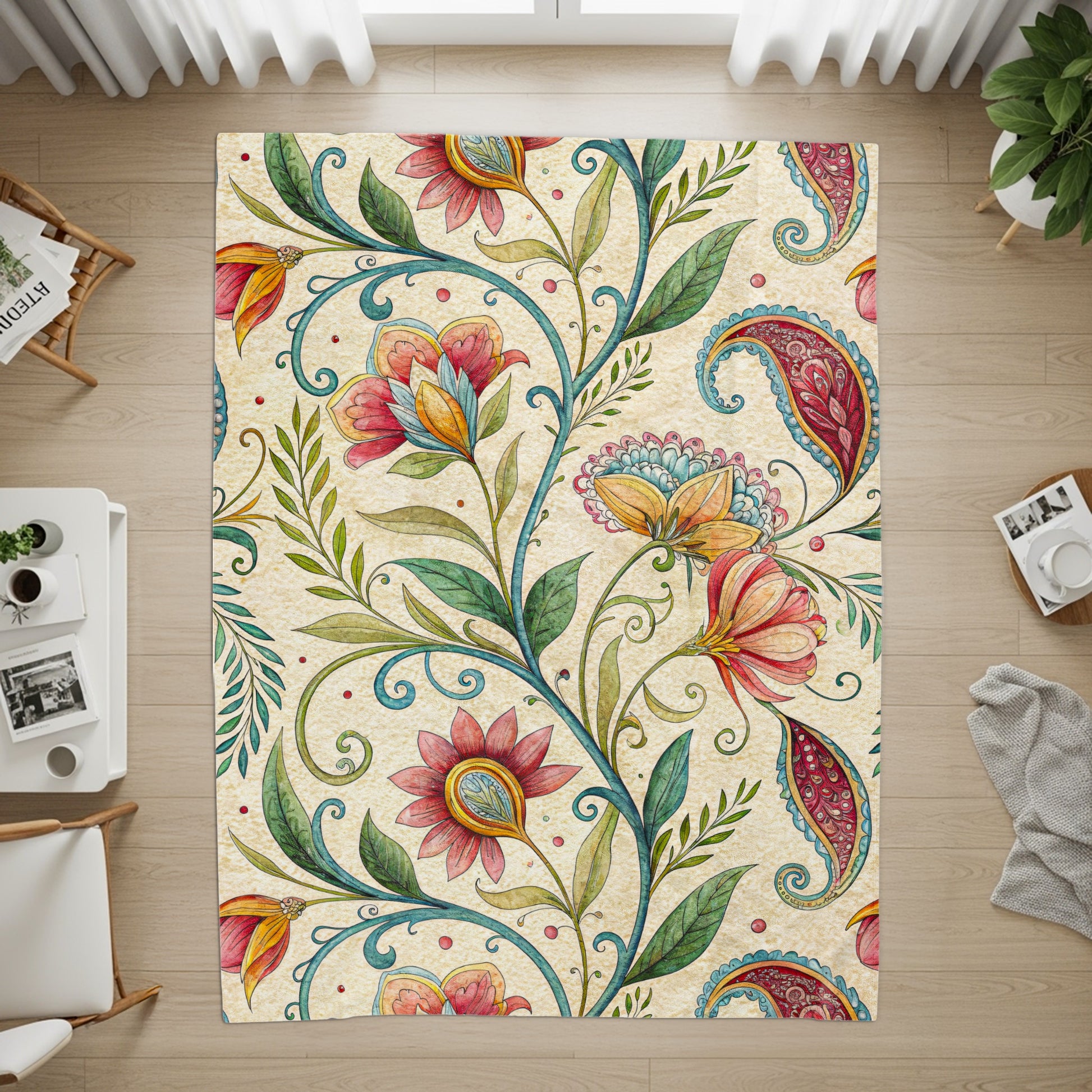 Exotic Floral Delight a Unique Pattern Velveteen Plush Blankets - Walk Greener