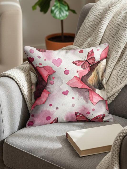 Pink and Red Butterfly and Heart Design Pillow Pillow
