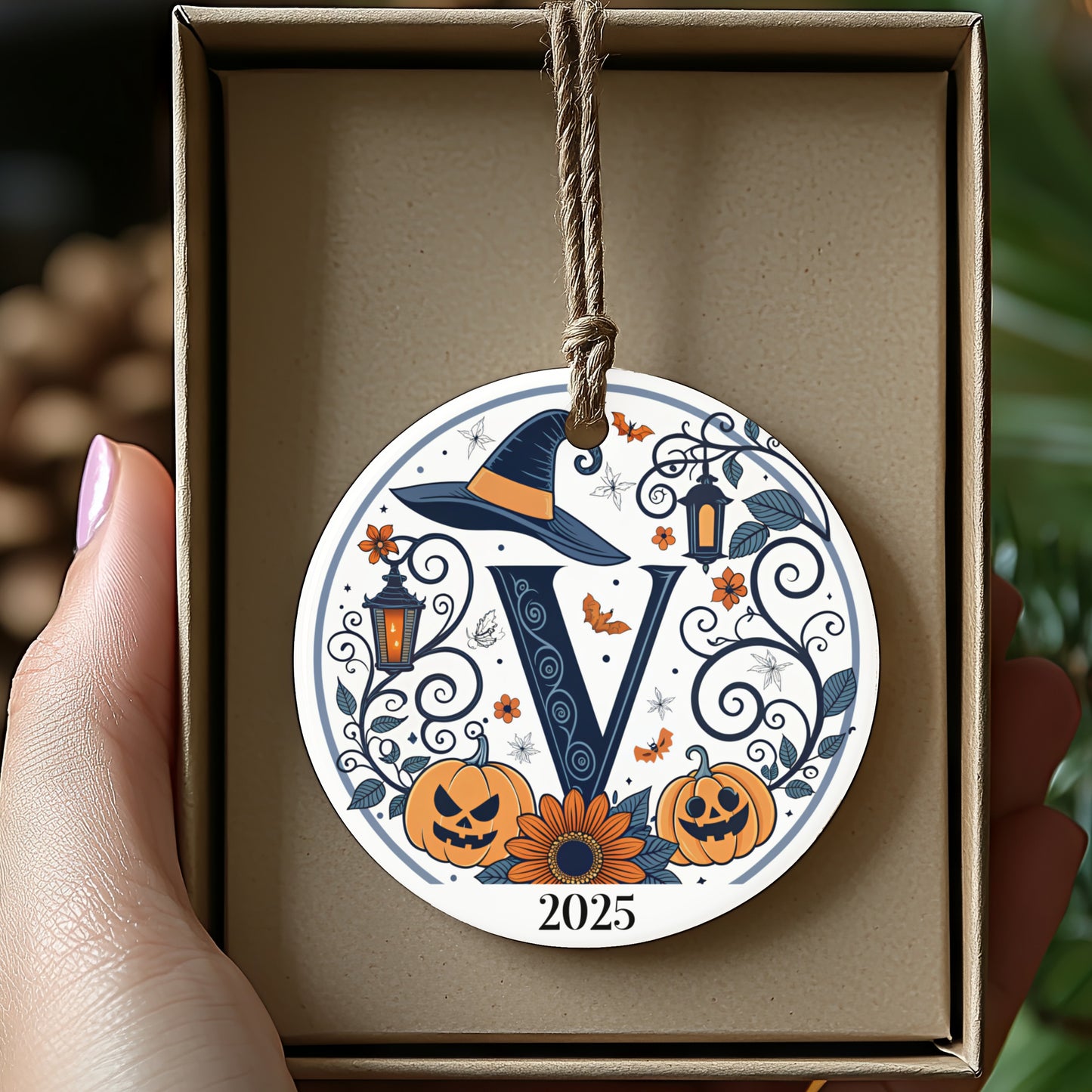 2025 Initial Halloween Ornament with Pumpkins product