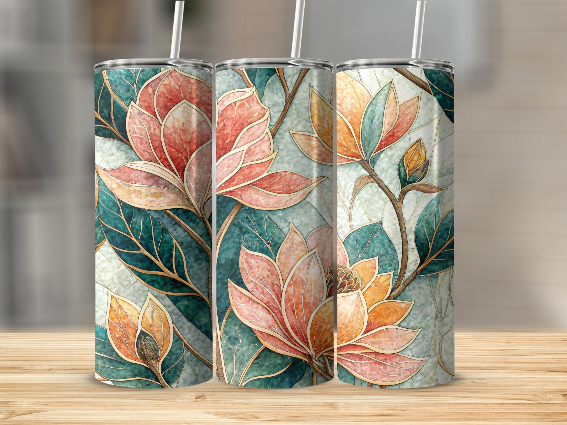 Elegant Floral Dream Design Perfect Art Nouveau Style 20 oz Skinny Tumbler - Walk Greener