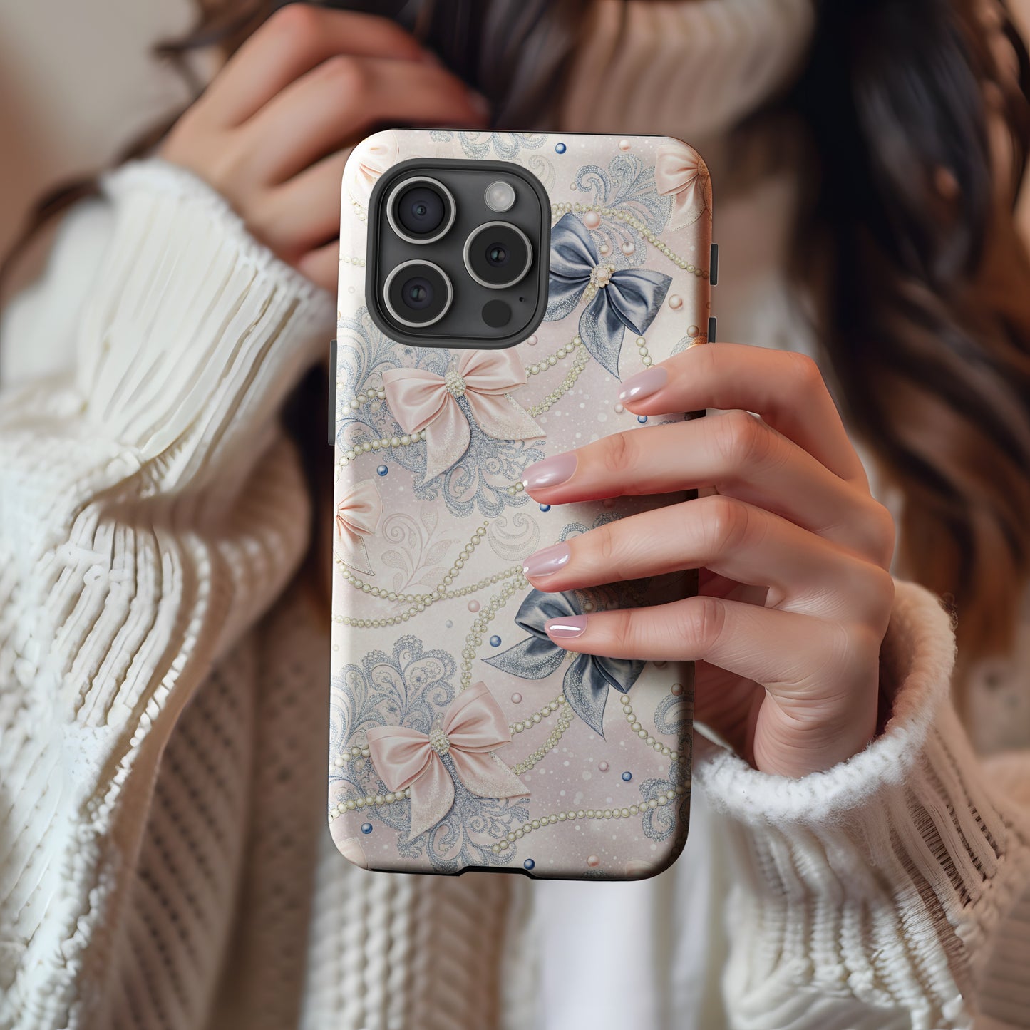 Elegant Floral Bow Design iPhone Case for Stylish Protection