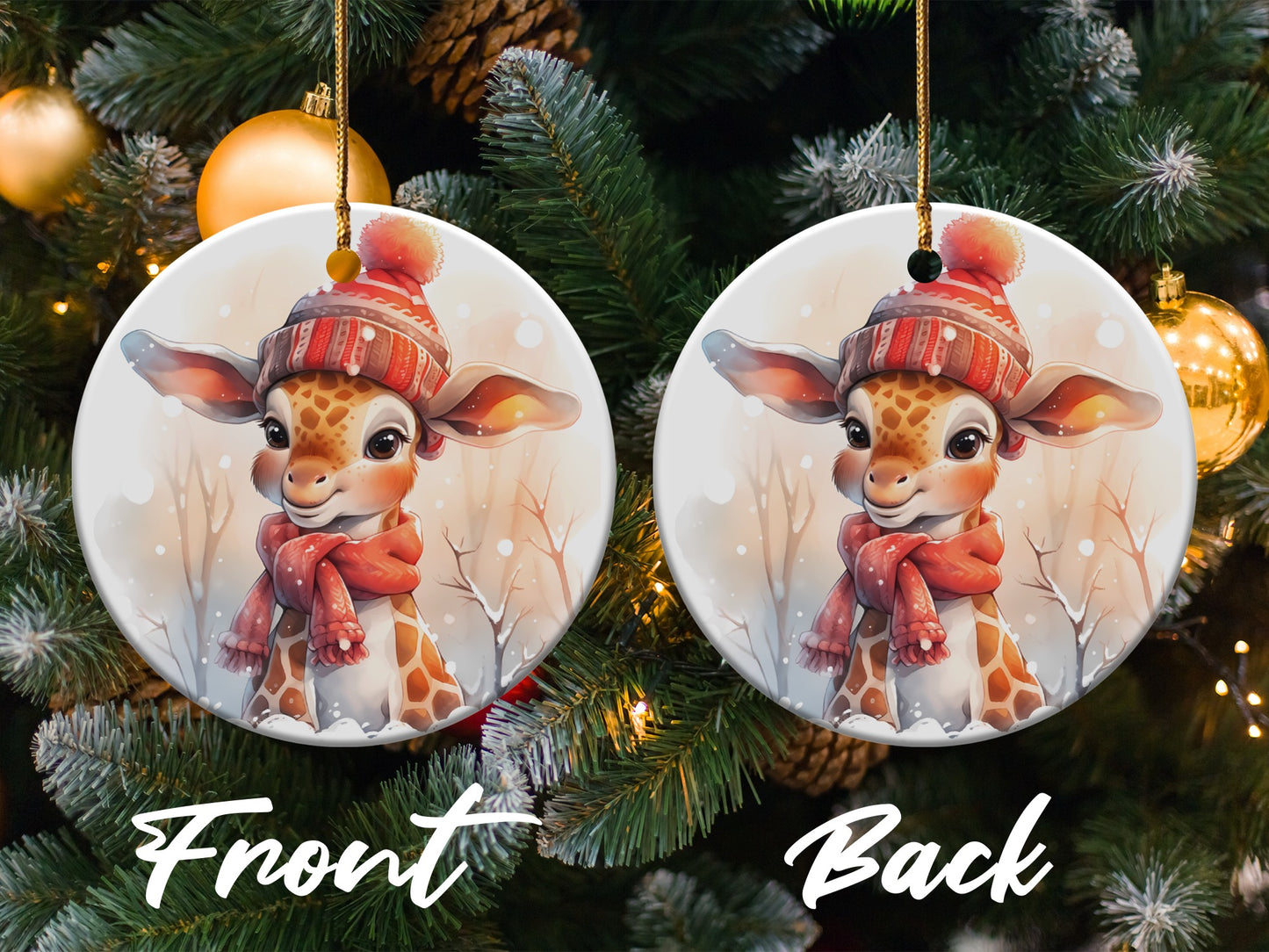 Festive Baby Giraffe Christmas Ornament product type