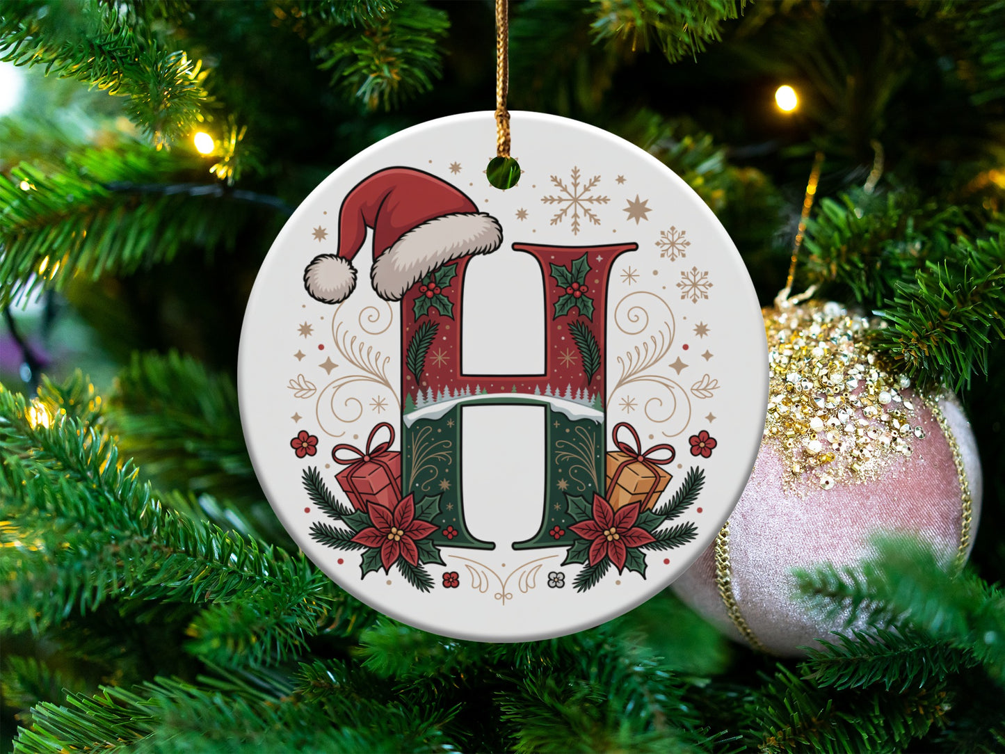 Festive Monogrammed Christmas Ornament Holiday product
