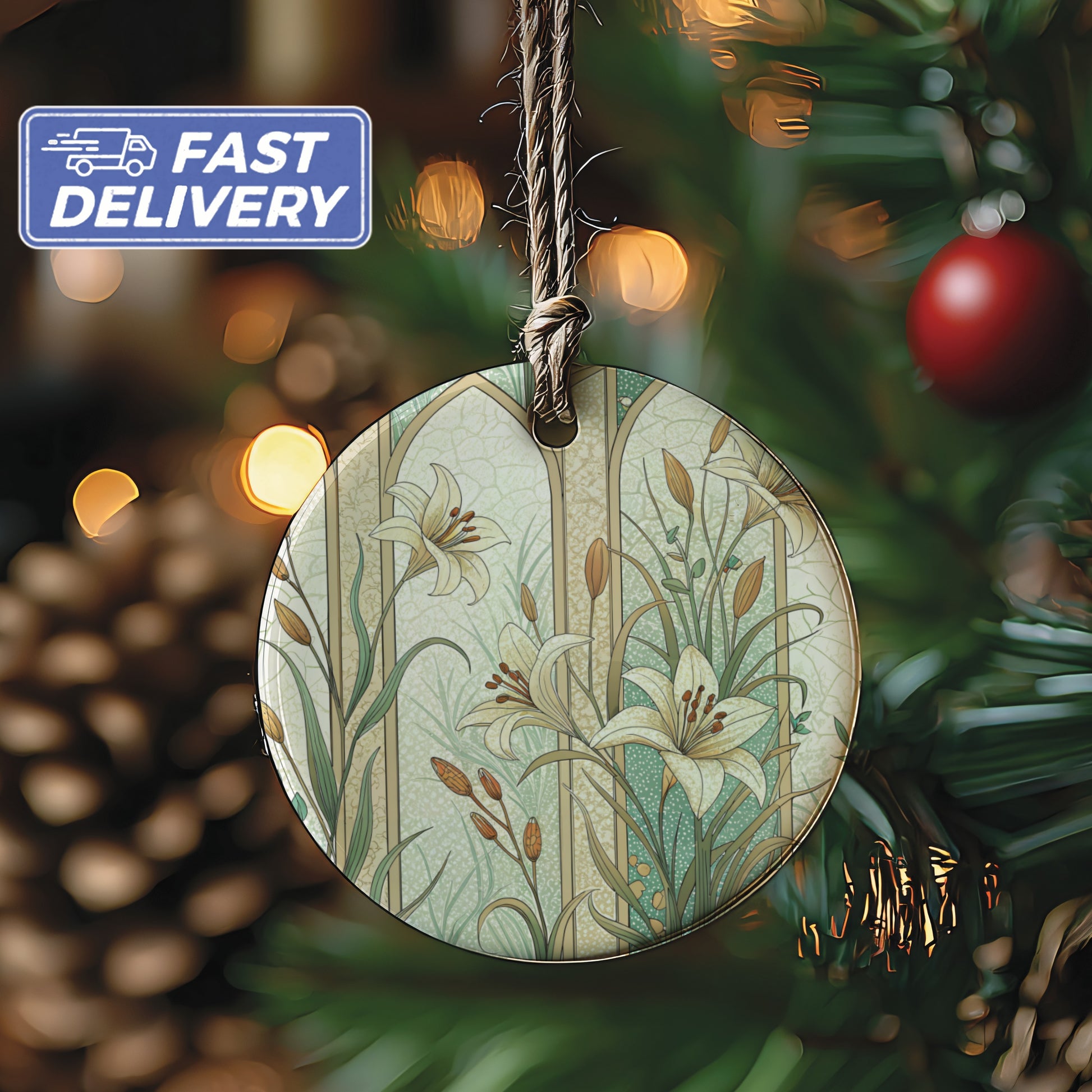 Beautiful Floral Pattern Christmas Tree Ornament