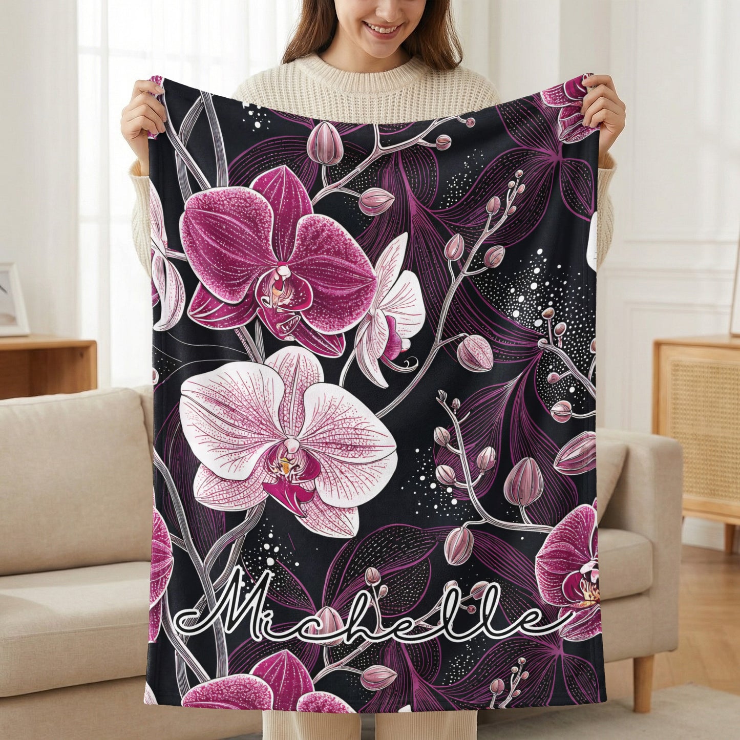 Personalized Floral Michelle Embellished Blanket Gift
