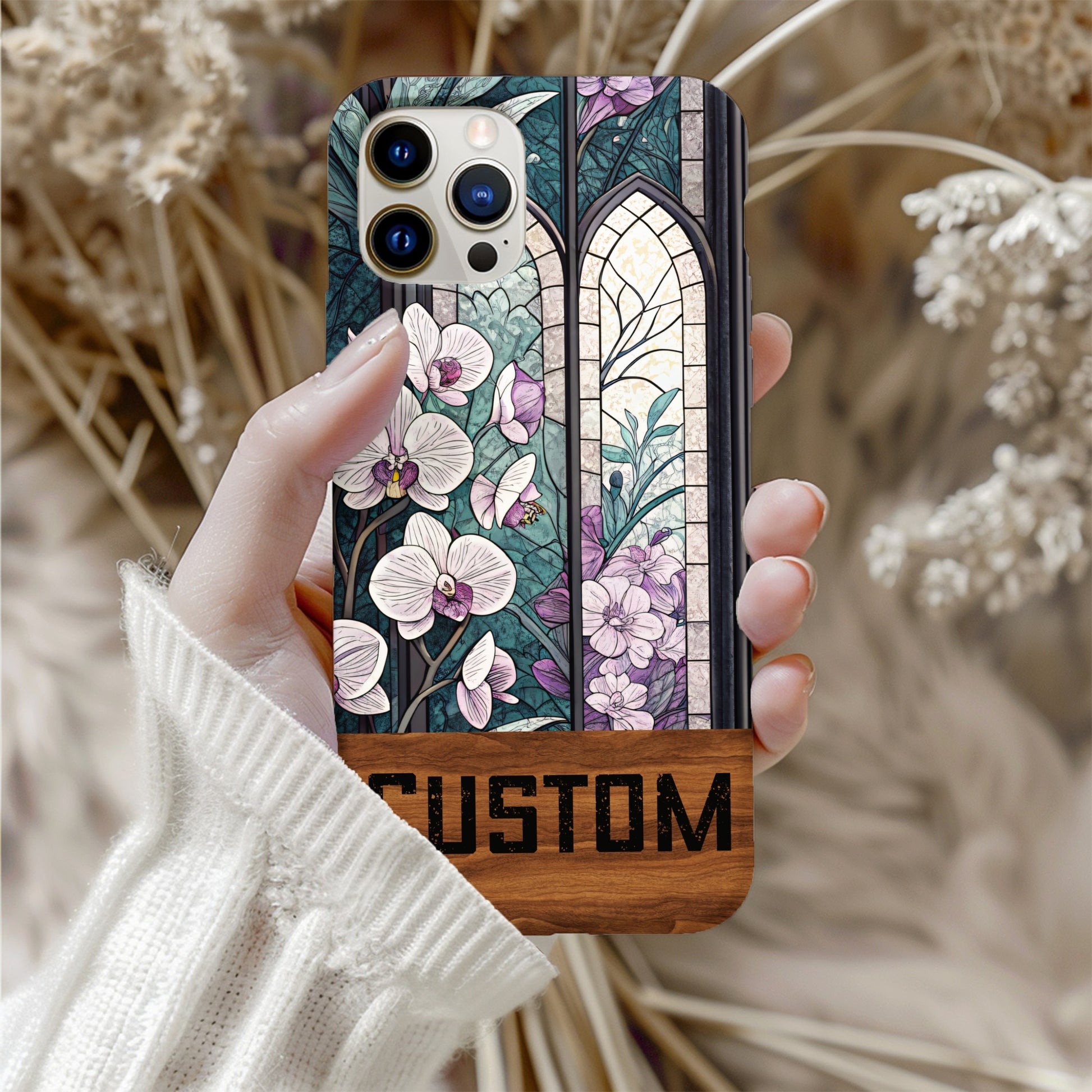 Vintage Floral Stained Glass Custom Phone Case Cover