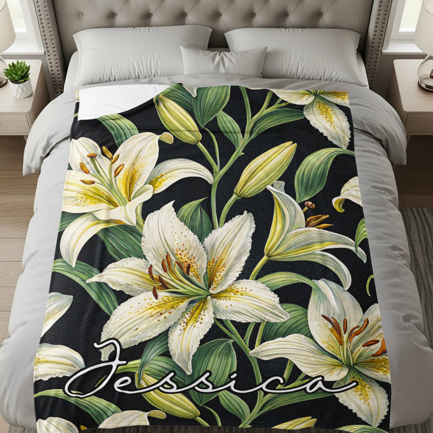 Personalized Jessica Floral Print Comforter Blanket