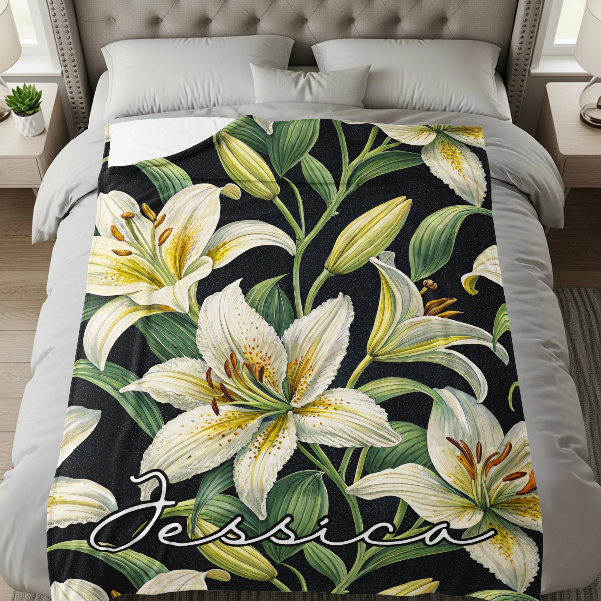 Personalized Jessica Floral Print Comforter Blanket
