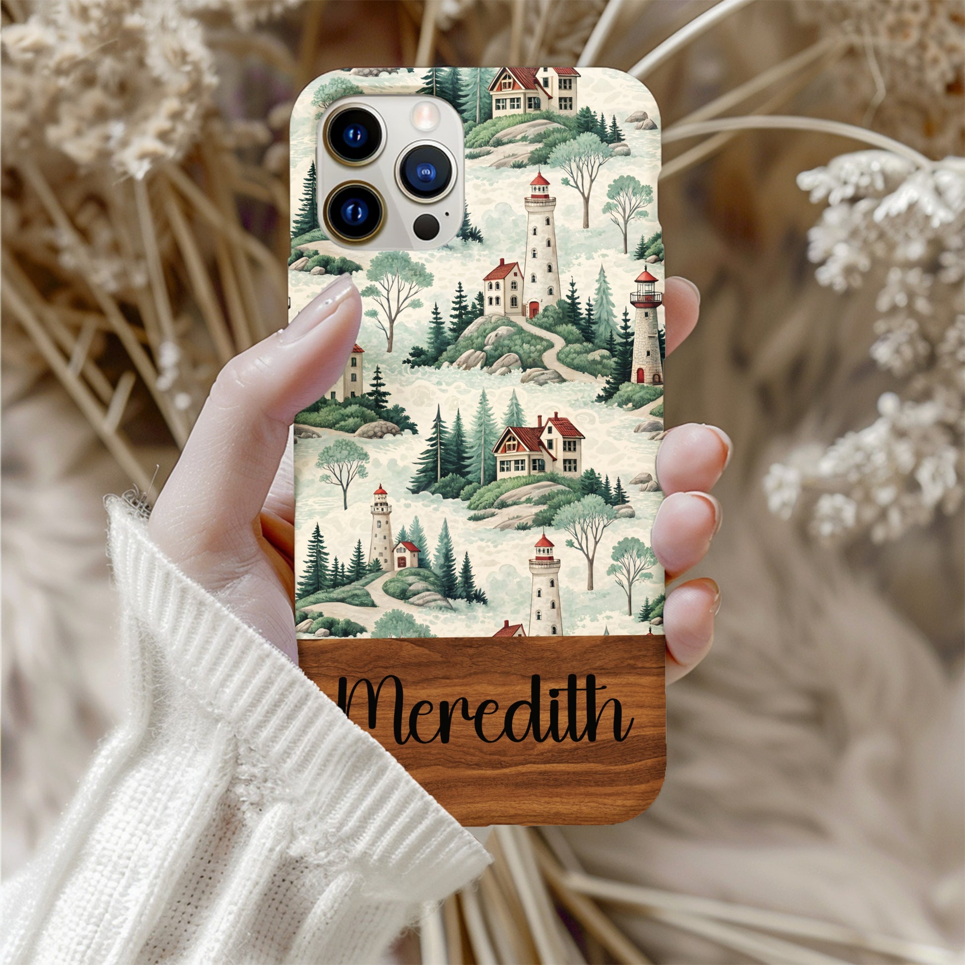 Coastal Lighthouse Landscape Pattern Design Custom Phone Case - Walk Greener