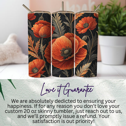 Artistic Floral Poppies Design Pattern for Beautiful Look Tumblers - Walk Greener