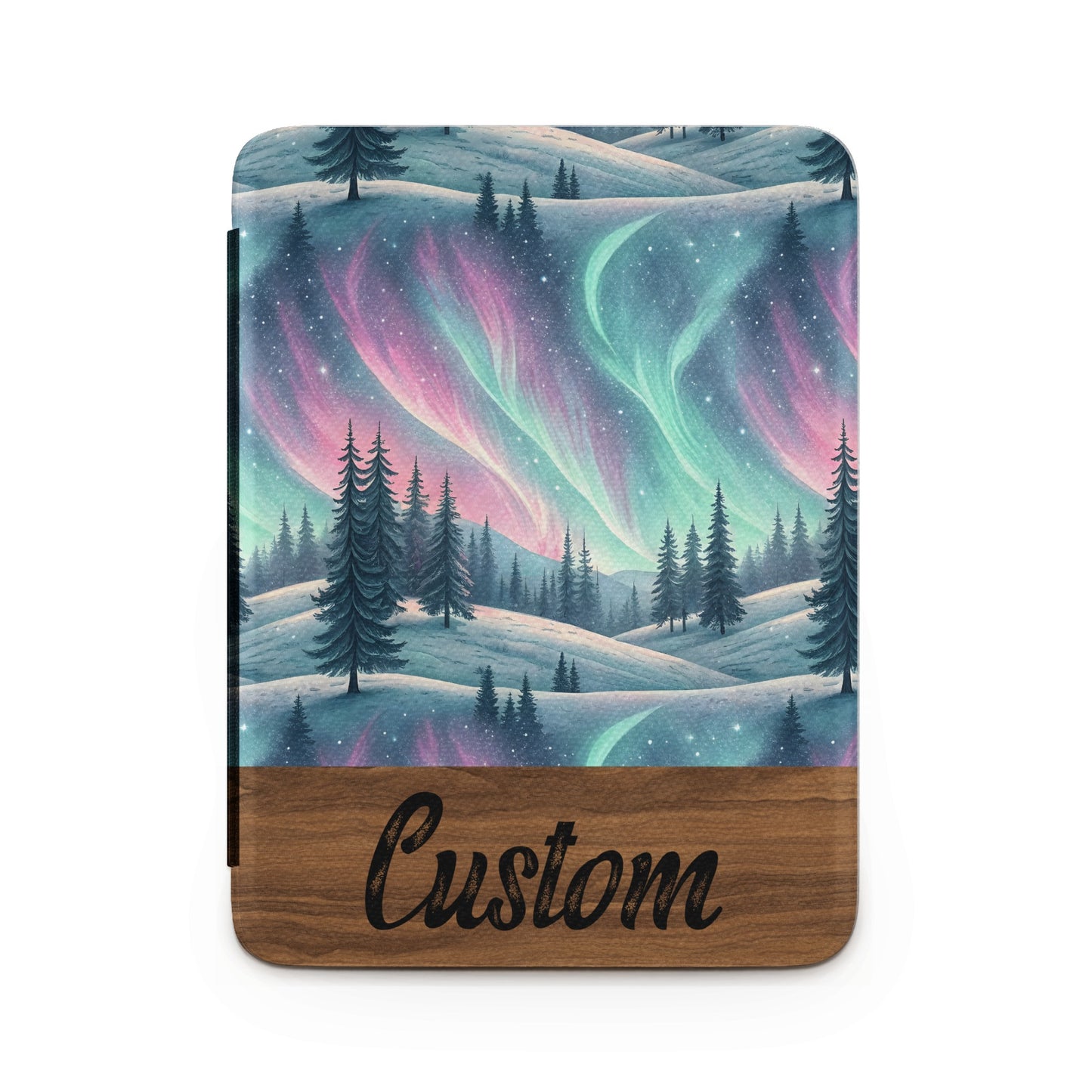 Custom Northern Lights and Forest Kindle Cover