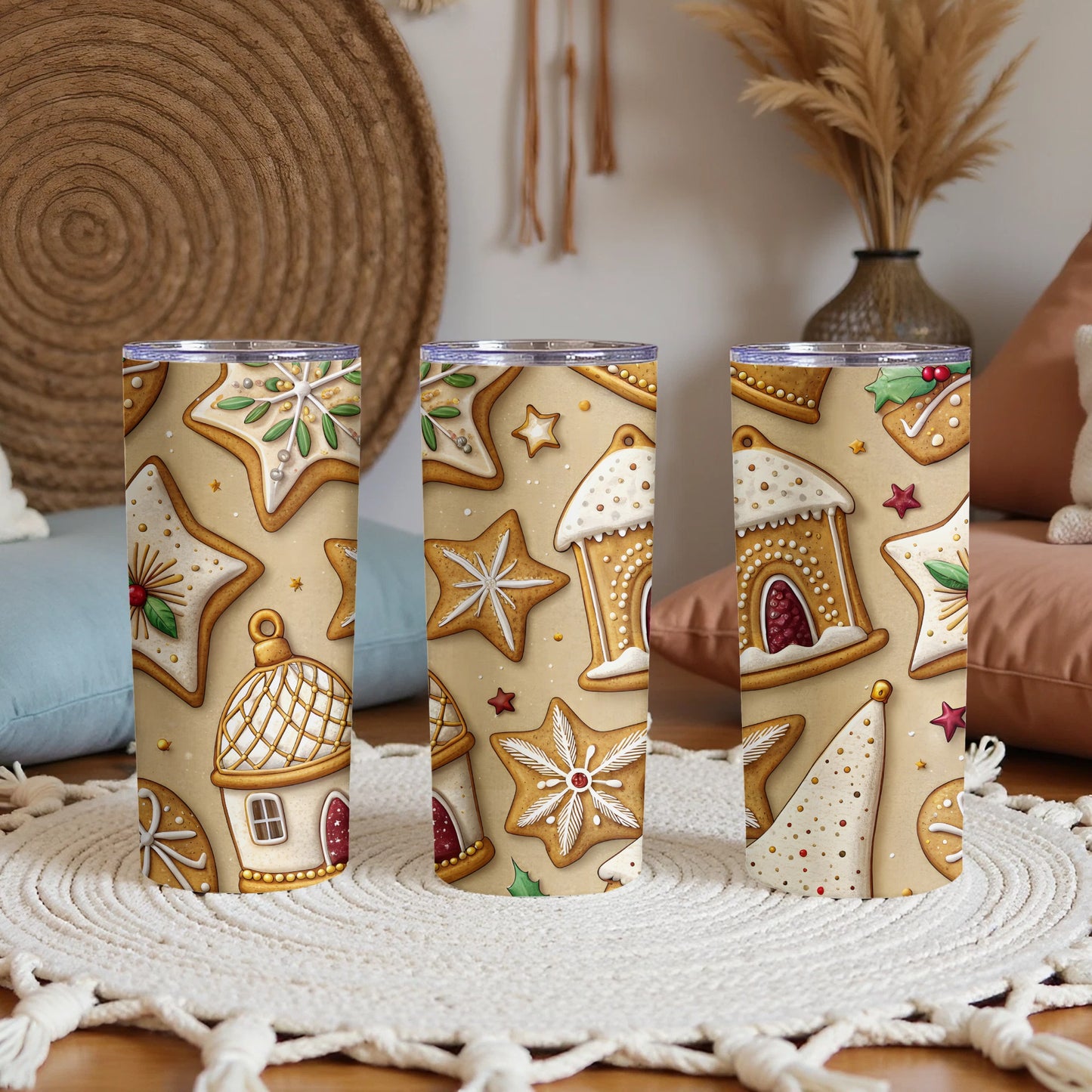 Festive Holiday Gingerbread Treats Pattern Design Tumbler - Walk Greener