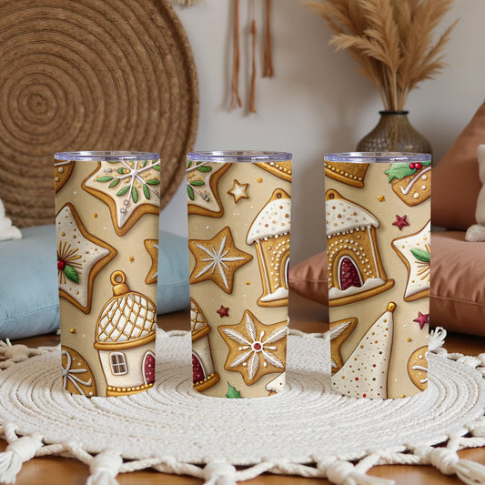 Festive Holiday Gingerbread Treats Pattern Design Tumbler - Walk Greener