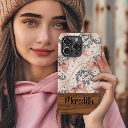 Personalized Floral Bow Design Meredith Phone Case