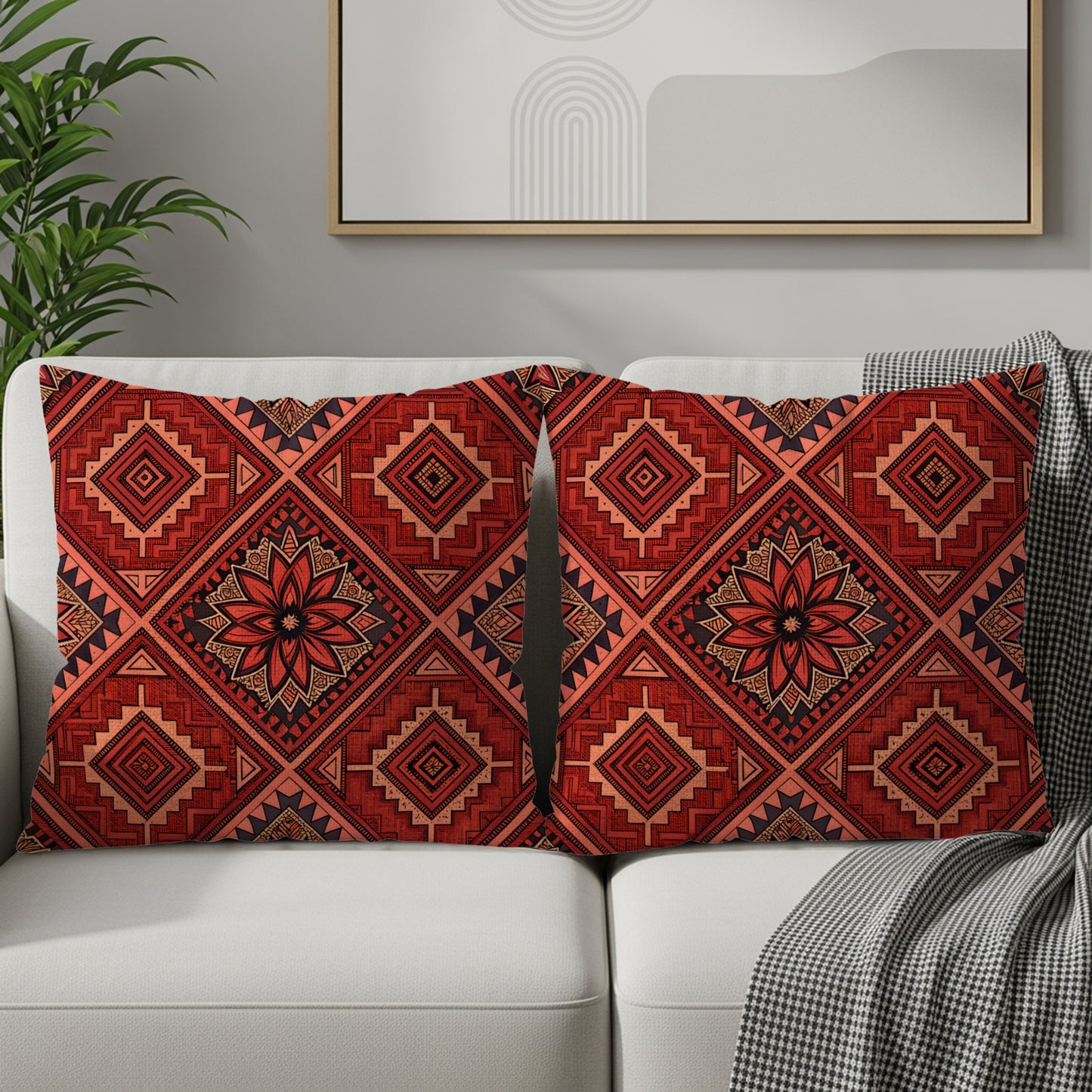 Tribal Aztec Geometric Floral Design Patterned Pillows & Pillow Cases - Walk Greener