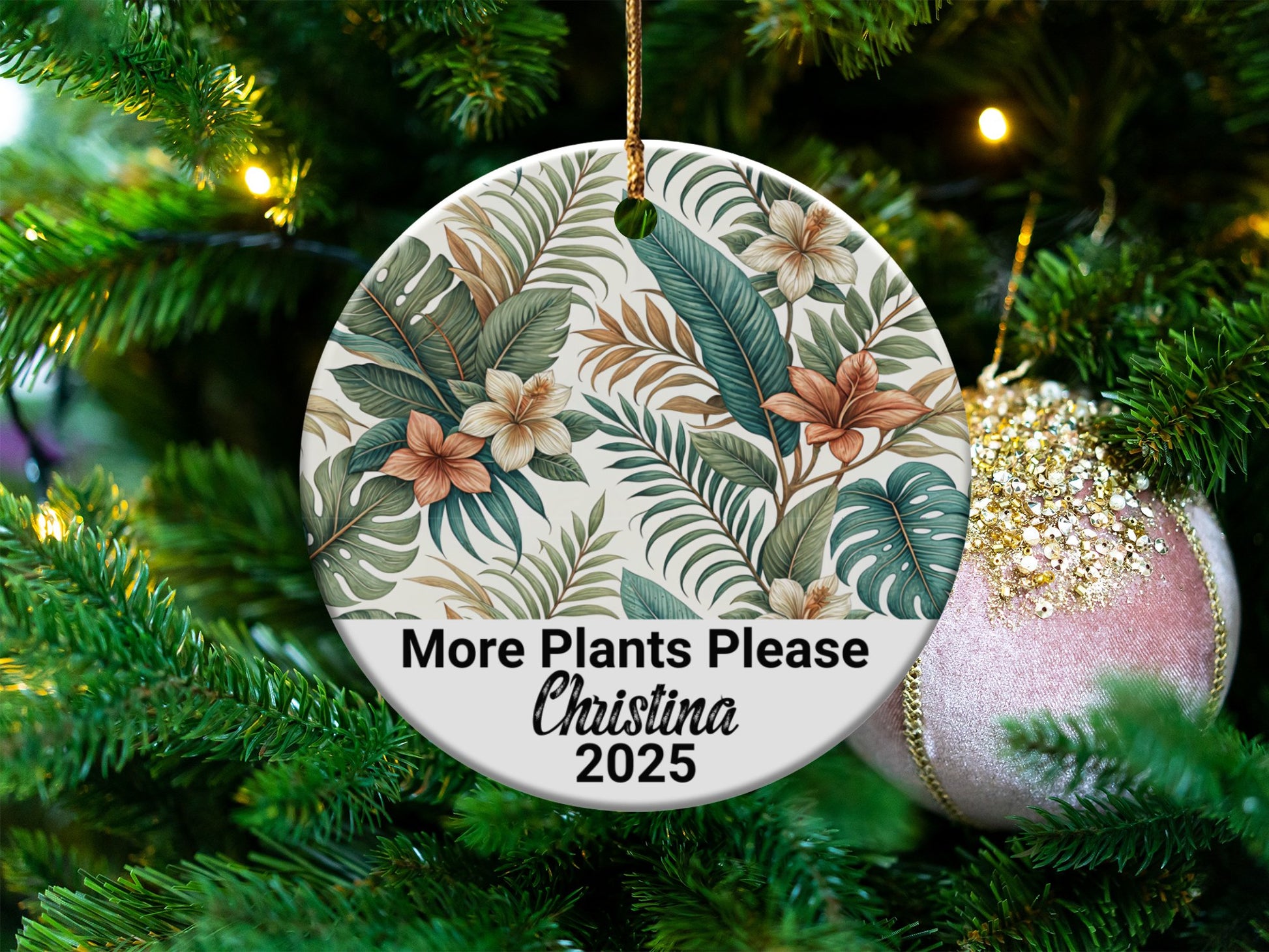 More Plants Please Personalized Christmas Ornament product type