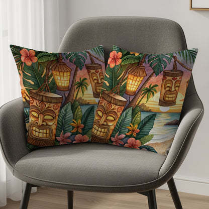 Tropical Tiki Lanterns and Floral Pillow Covers