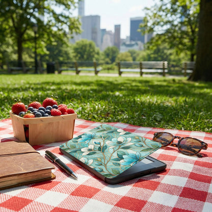 Nature Inspired Picnic Blanket on Grass Background